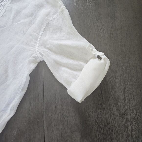 Tommy Bahama Womens M White Linen Button Shirt Pintuck Resort Sheer Beach - Picture 4 of 10